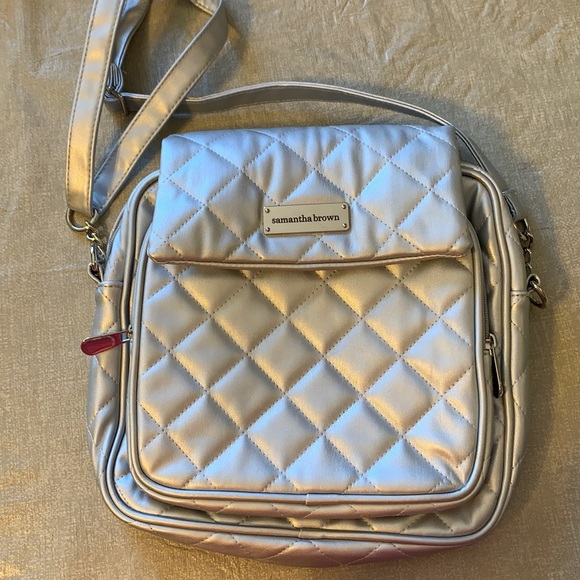 Handbags - Samantha Brown silver quilted crossbody purse